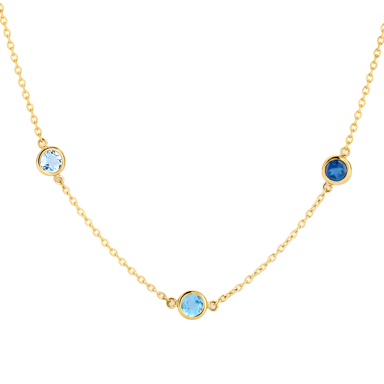 Blush - 14kt geelgouden fantasie collier met blauw Topaas, 42/45cm - 3210YTB