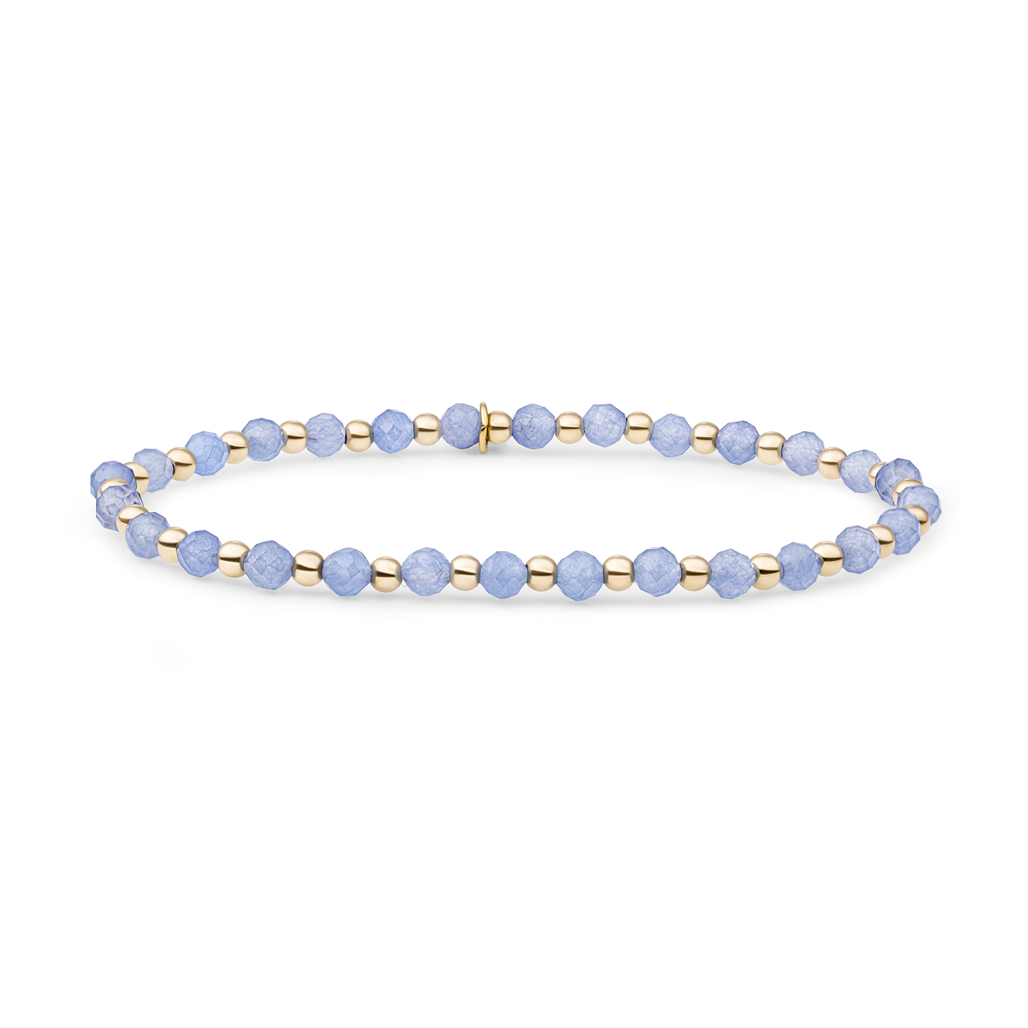 Zilvervstretch armband met ice blue quartz kralen