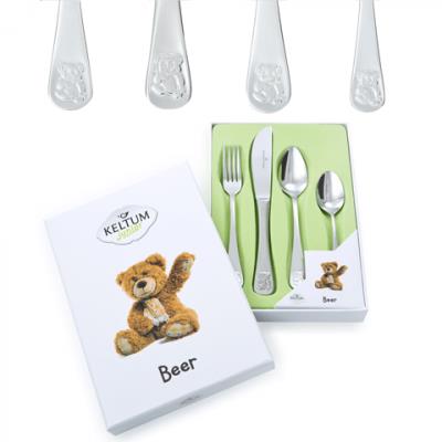 een stalen kinderbestek van Kempen en Begeer Beer 4-delig