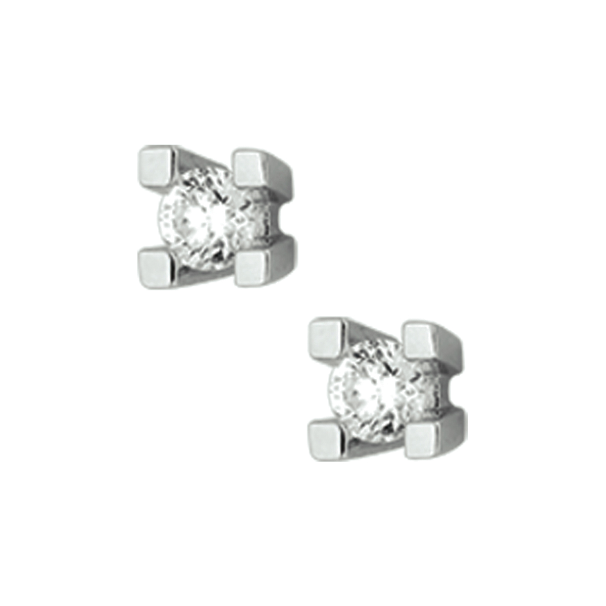 Witgouden oorknoppen met diamant.