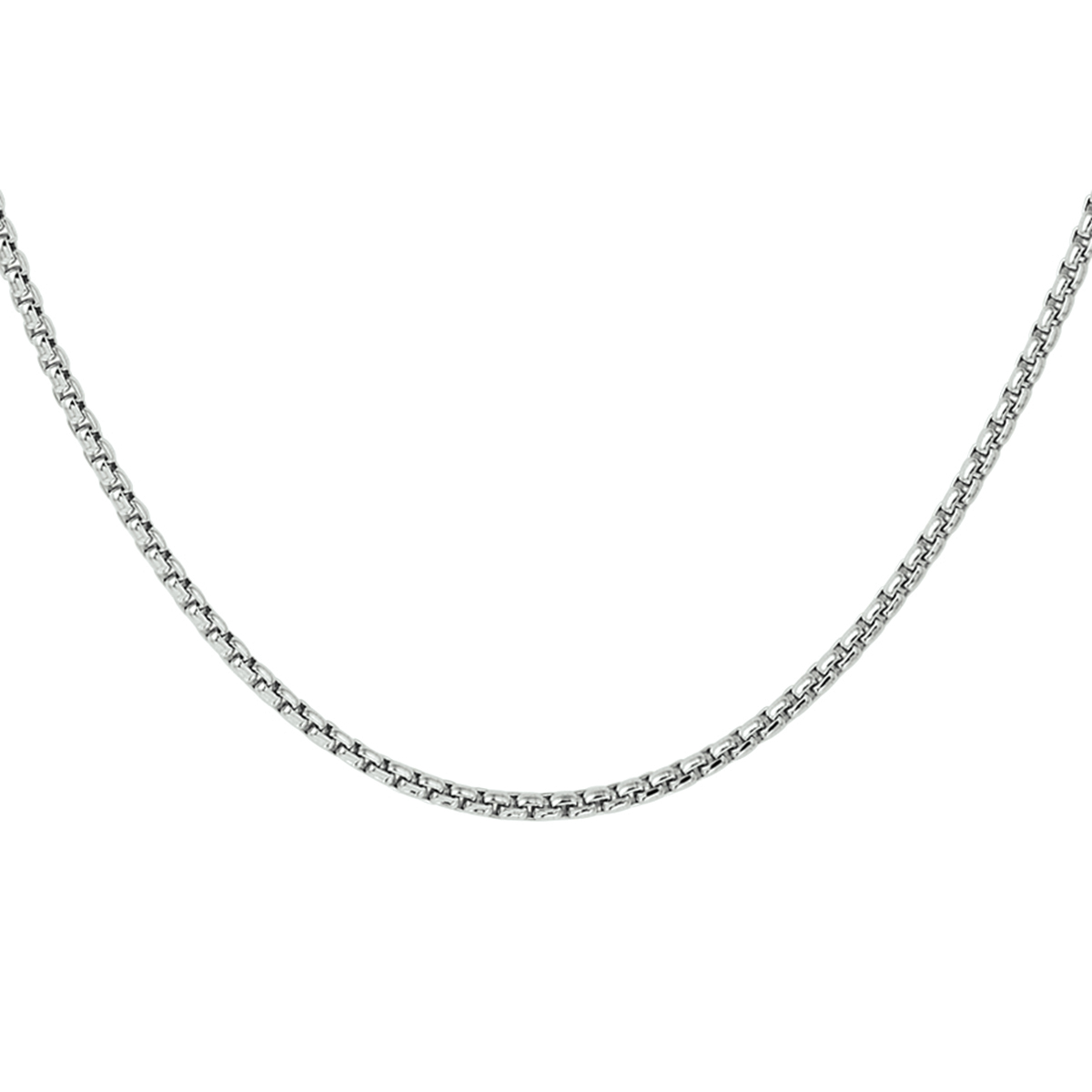 Beschrijving: Gerhodineerd zilveren collier met een venetiaanse schakel van 2mm. Het collier heeft een draaglengte van 45cm en is uitgevoerd met een stevige karabijn sluiting. Info: Gerhodineerd zilver is door de rhodiumlaag beter bestand tegen verkleuren en krassen.