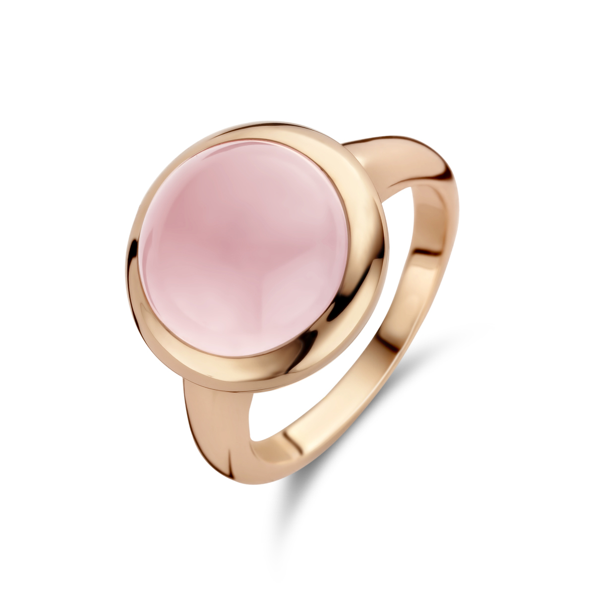 14k Rosegouden ring uitgevoerd met een roze kwarts. De roze kwarts heeft een steengewicht van 6.64ct.