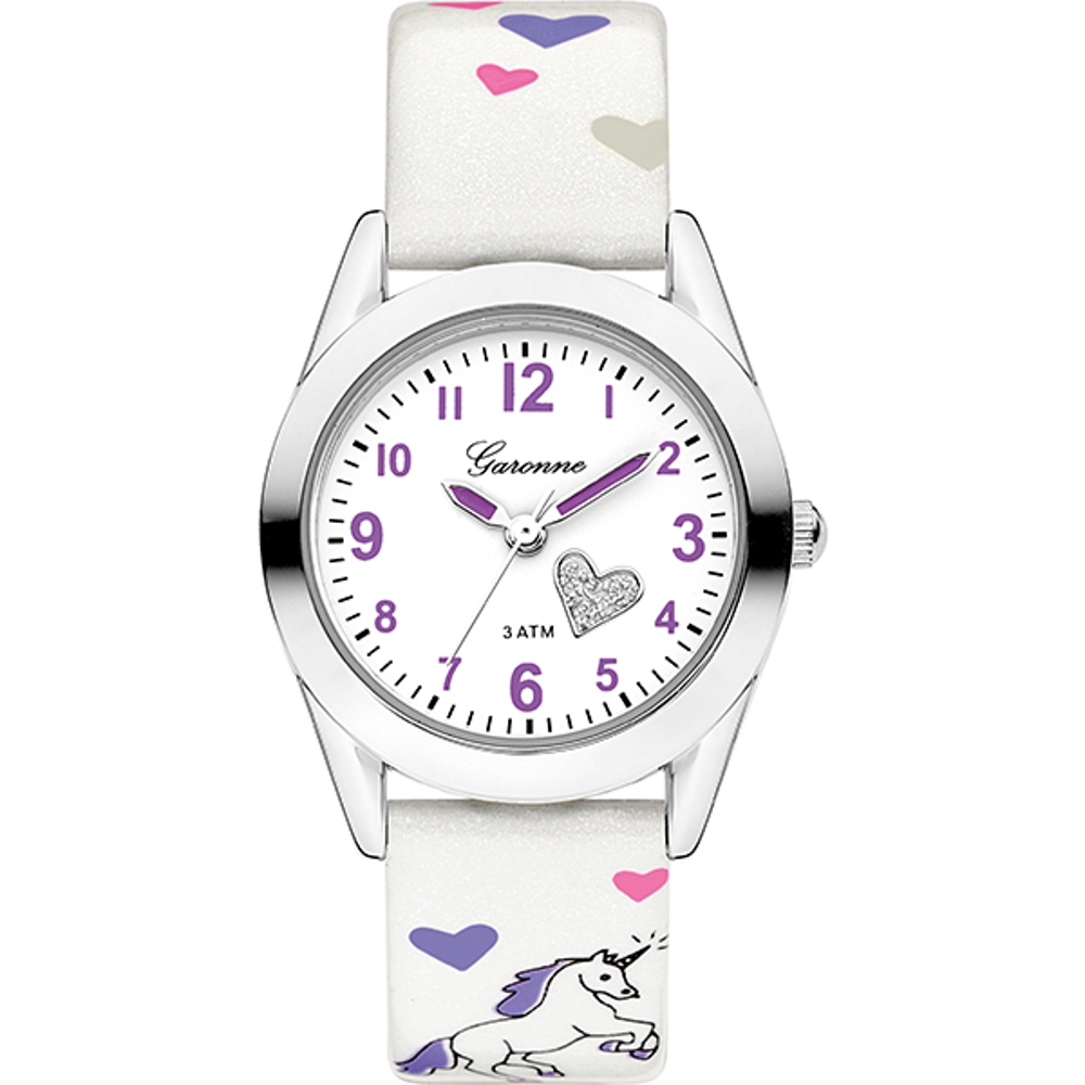 Dit is een horloge van het merk Garonne gemaakt voor meisjes.
De specificaties zijn als volgt:
Kastmaat: 27 mm
Kastdikte: 7.9 mm
Bandlengte: 170
Bandbreedte: 14
Waterdichtheid: 3 ATM / 30 Meter / 100 Feet