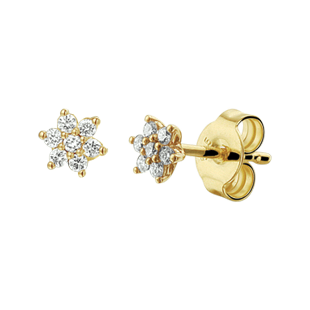 Chique oorknoppen van 5x5mm en uitgevoerd met een 0.14ct. rozet van diamant in een poli afwerking. TIP: Diamonds are girls best friends! Een perfect kado voor je dierbare of geliefde en is uitstekend te combineren met andere sieraden.