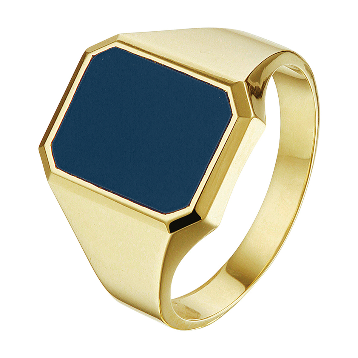 Stijlvolle geelgouden zegelring uitgevoerd met een lagensteen. De robuuste afkanteningen van de ring maken dit sieraad helemaal af. De ring geeft je look direct een chique uitstraling.