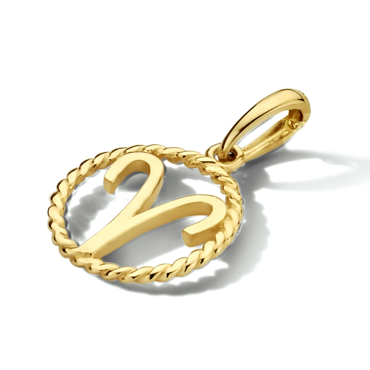 14k Geelgouden sterrenbeeld hanger met een diameter van 10.5mm.