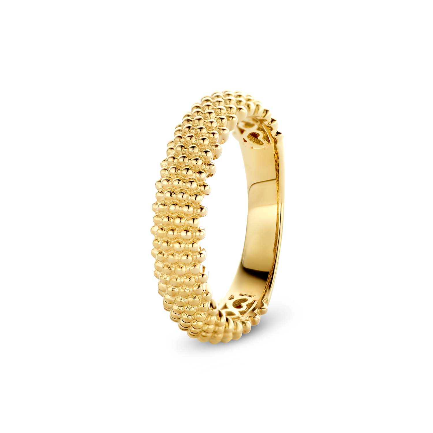 Deze 14 karaat geelgouden ring van Glow is erg uniek door het mooie motief. De ring heeft een breedte van 5mm en is verkrijgbaar in de maten 52, 54, 56 en 58. De binnenkant van de ring bestaat uit Secret Hearts. Hierdoor heeft de ring een hoog draagcomfort. 

GLOW
Benadruk jouw stijl met de verfijnde sieraden van GLOW en laat je inspireren door de uitgebreide collectie 14 karaats gouden sieraden van de hoogste Europese kwaliteit. Ontworpen om elke dag te dragen. Naast tijdloze ontwerpen bestaat de collectie ook uit hippe sieraden; zoals minimalistische gouden collieren en grafische oorknopjes. Wil je een beetje extra stralen? Kies dan voor flonkerende zirkonia of ga voor luxe met onze geraffineerde diamanten sieraden.
  
  Specificaties
  - 214.1226
  - Ring
  - 14 karaat geelgoud
  - Maat 56