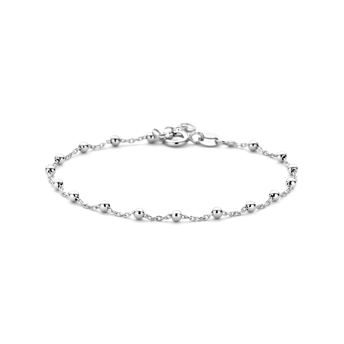 zilveren armband, anker+ bolletjes 2,5mm 19cm
