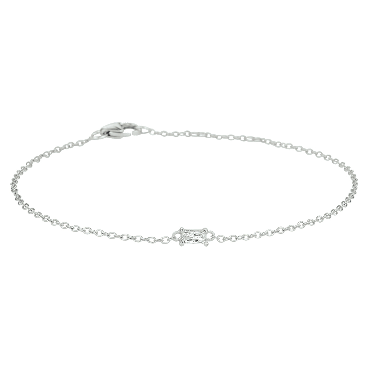 Gerhodineerd 925 zilveren armband uitgevoerd met een schitterende zirkonia en een stevige karabijn sluiting. De armband heeft draaglengtes van 16, 17 en 18cm.