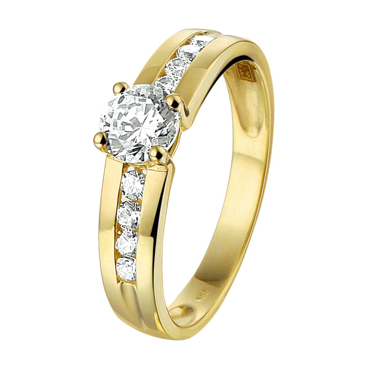 Beschrijving: Geelgouden ring met zirkonia.
Uniekenummer serie: 26685
Verpakt per: 1
Doelgroep: dames
Ringmaat: 18.50 mm (58)
Breedte: 5 mm
Zetting: entourage (rijzetting)