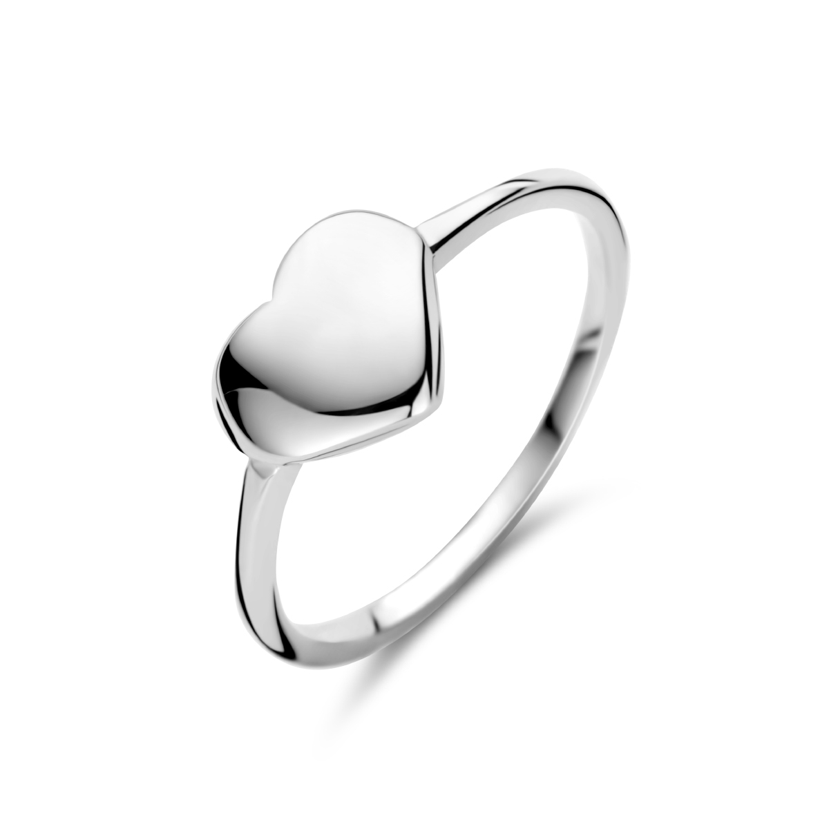 Gerhodineerd 925 zilveren graveerring met een hartjes voorstelling.