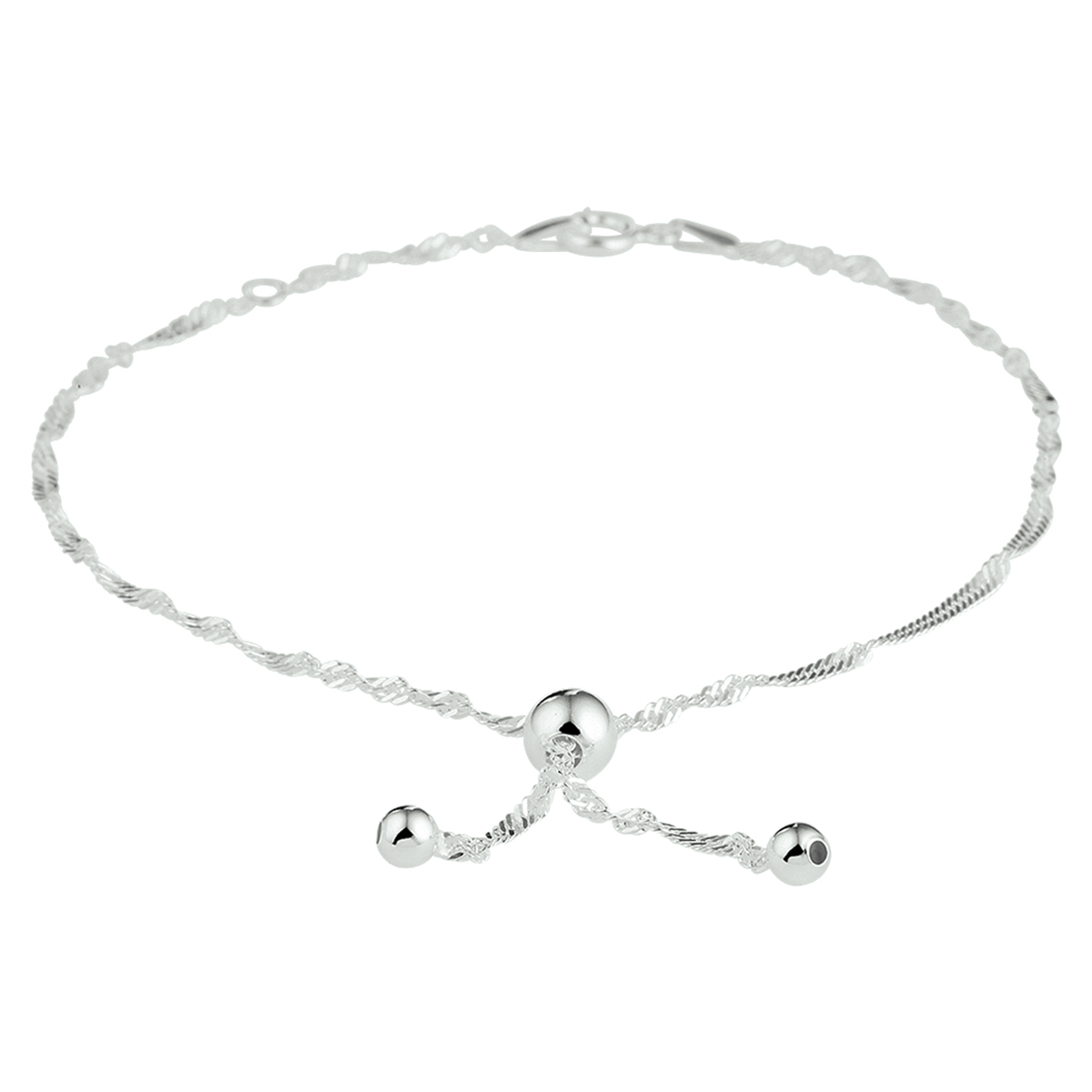Dit enkelbandje is gemaakt van zilver en ze zijn zilverkleurig. Het is een sieraad voor dames.