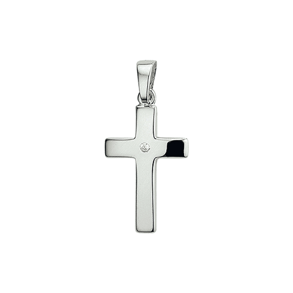 Beschrijving: Zilveren hanger met een kruis en zirkonia. 
Doelgroep: dames
Breedte: 12 mm
Hoogte: 21 mm
Zetting: solitaire