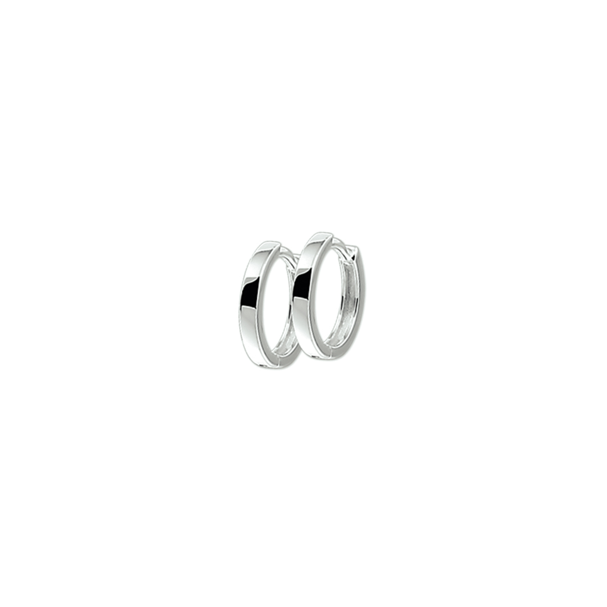 Zilveren klapcreolen met een vlakke buis en een poli afwerking.

Gender: dames
Breedte: 2 mm