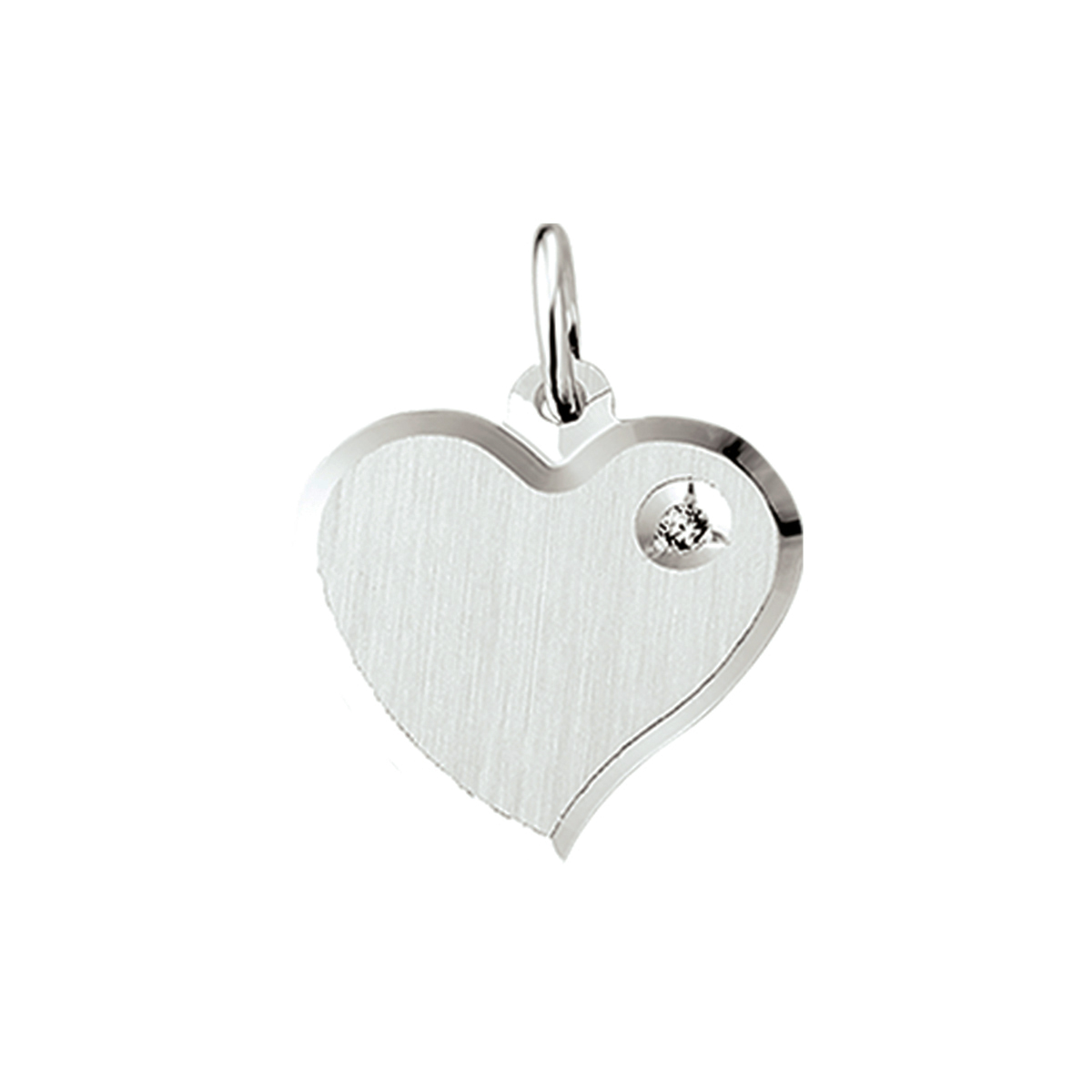 Zilveren graveerhart met zirkonia.