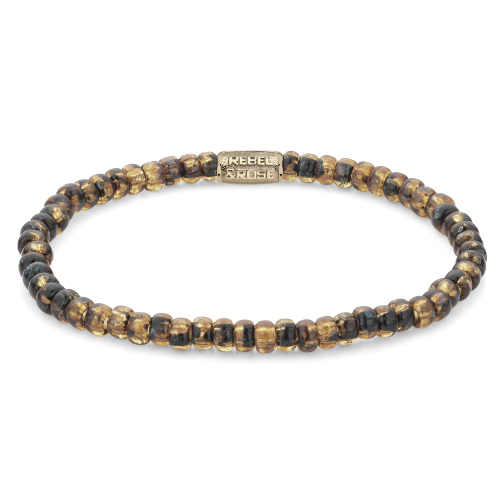 armband  met Glas Rocailles , Tiger gold