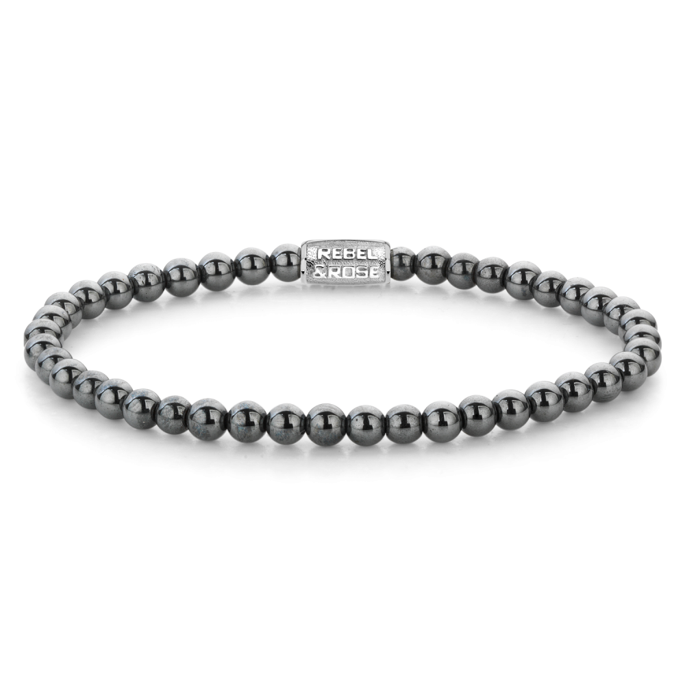 Rebel en Rose armband, Grey Silver Shine 4mm L