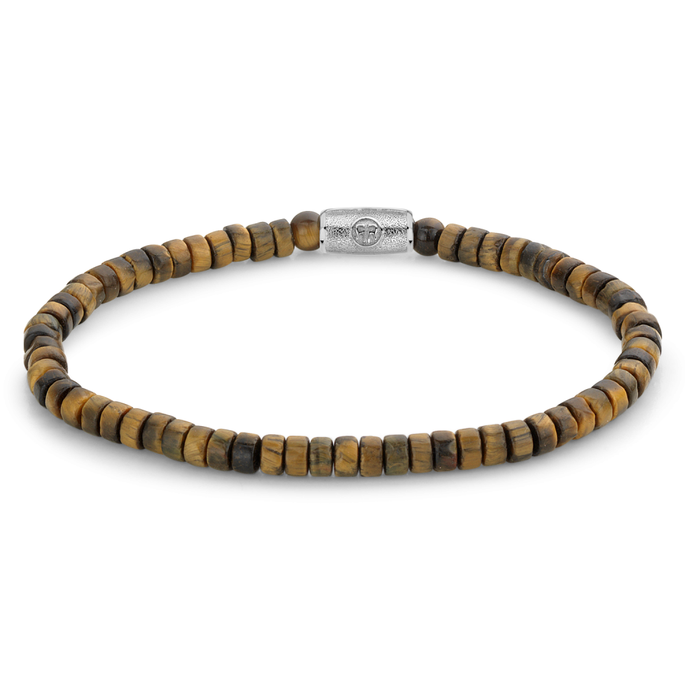 Deze armband is van het merk Rebel & Rose met Tijgeroog geel/bruin  sliced
