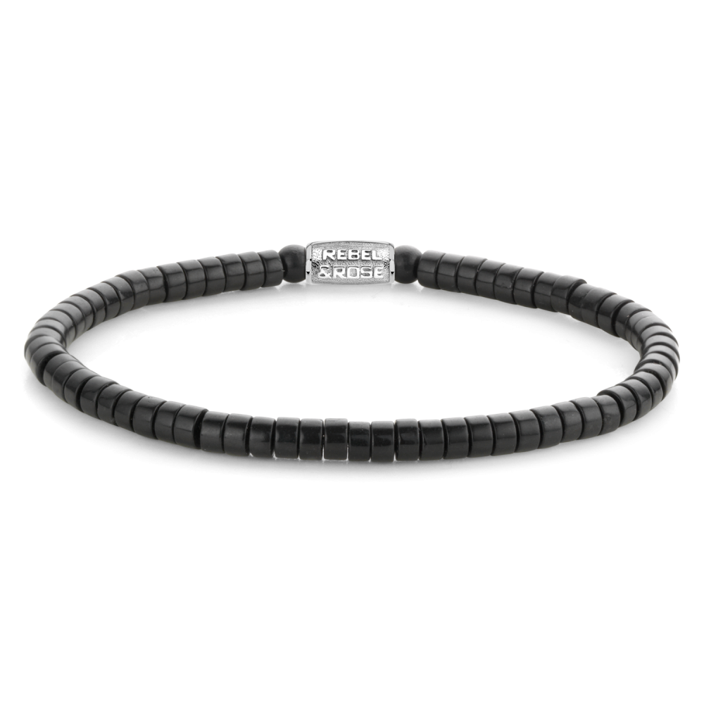 Armband van het merk Rebel & Rose met Blackstone.
Steenkleur ;	Zwart/mat en sliced.