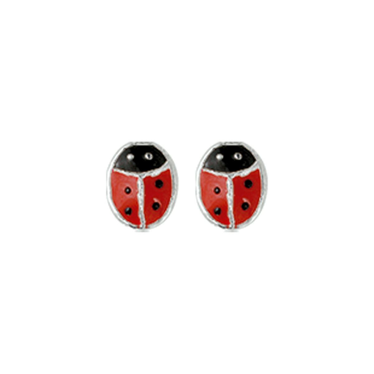 Beschrijving: Zilveren oorknoppen met lieveheersbeestjes. 
Doelgroep: kinderen
Breedte: 4 mm
Hoogte: 5 mm