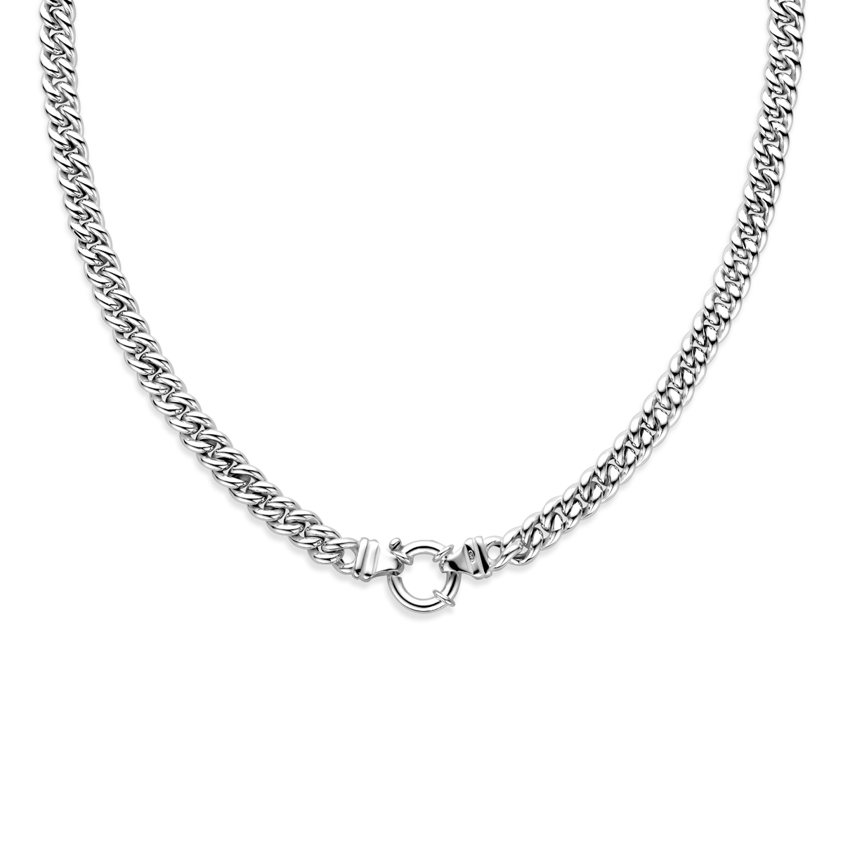 Zilveren collier met gourmette schakel. Het collier is onderdeel van een set. De schakelbreedte is 7.0mm.