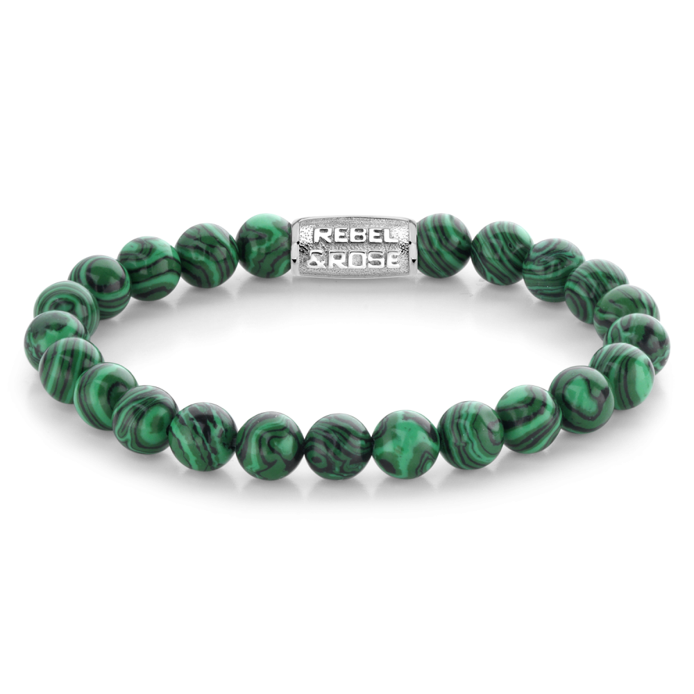 Deze armband is van het merk Rebel & Rose. Het is een herensieraad. De armband is groen van kleur.