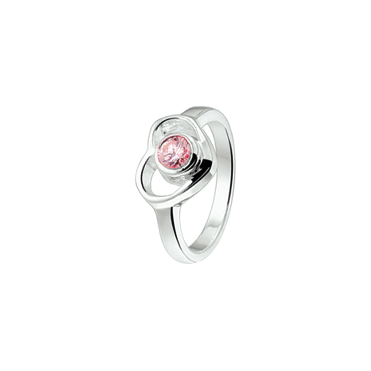 Ring met hart en roze zirkonia.
Ringmaat 12,5