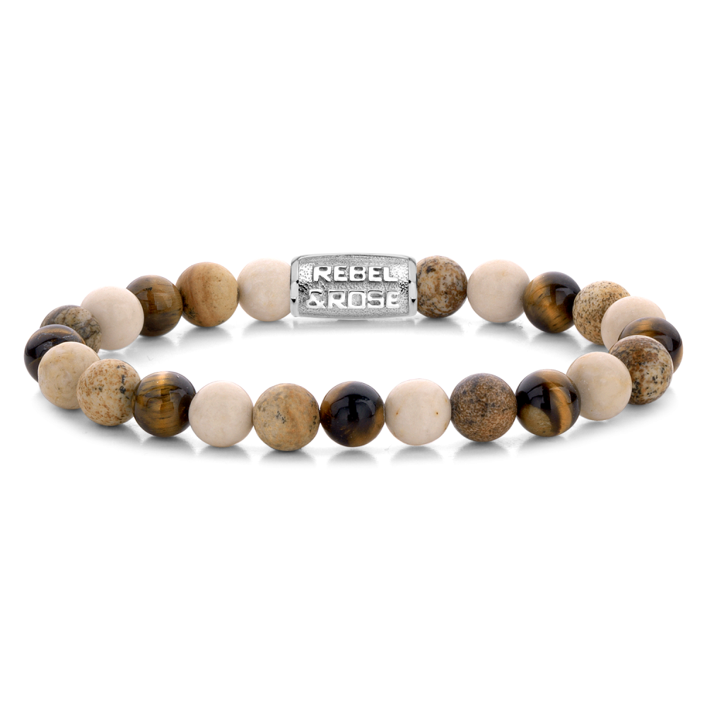 Deze armband is van het merk Rebel & Rose. Het is een herensieraad. De armband is bruin van kleur.