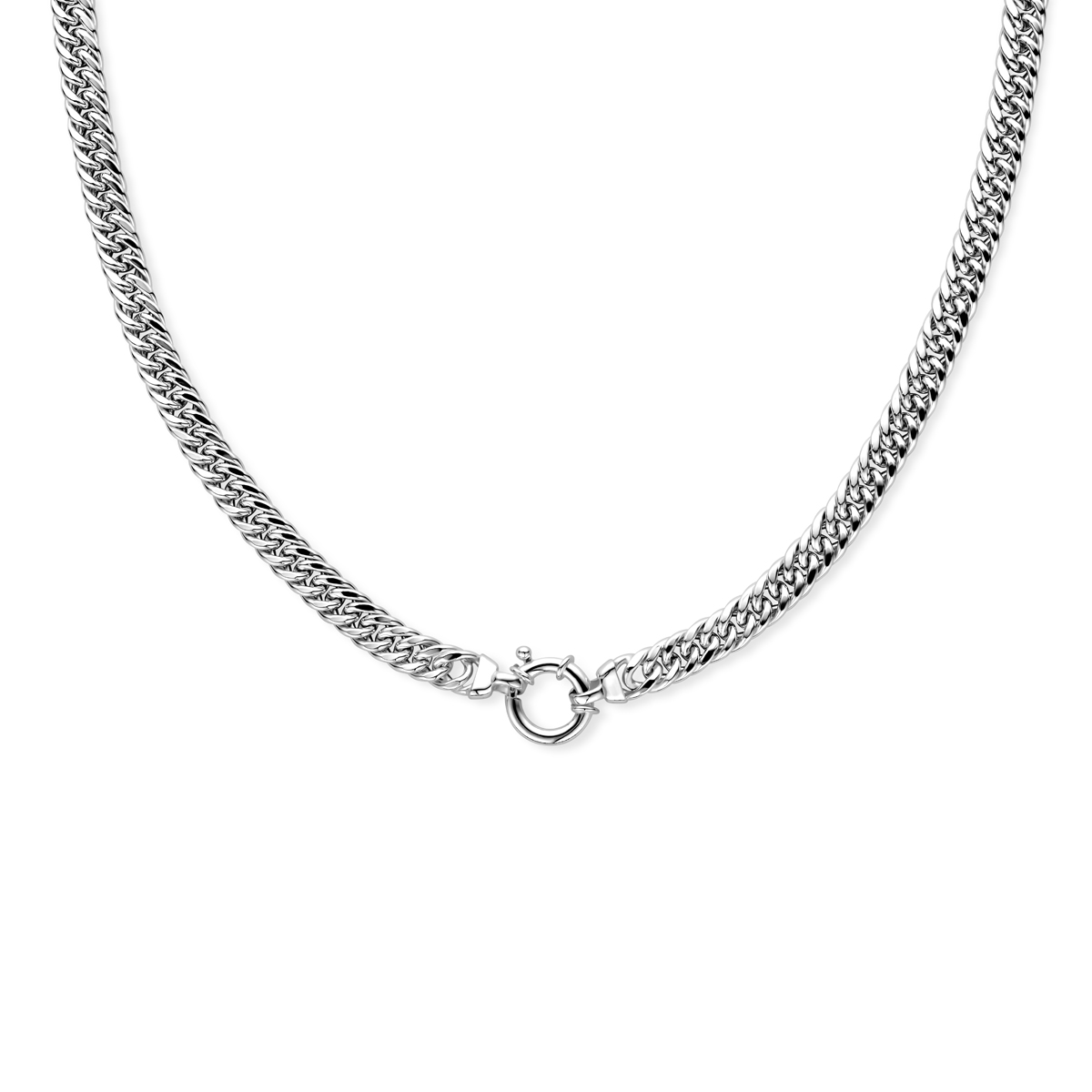Beschrijving: Stijlvol zilveren collier met een gourmet schakel. Het collier heeft een draaglengte van 45cm en een schakelbreedte van 7.4mm. Uitgevoerd met een stevige grote veerring.
Verpakt per: 1
Doelgroep: dames
Breedte: 7.4 mm
Kortste lengte: 45 mm