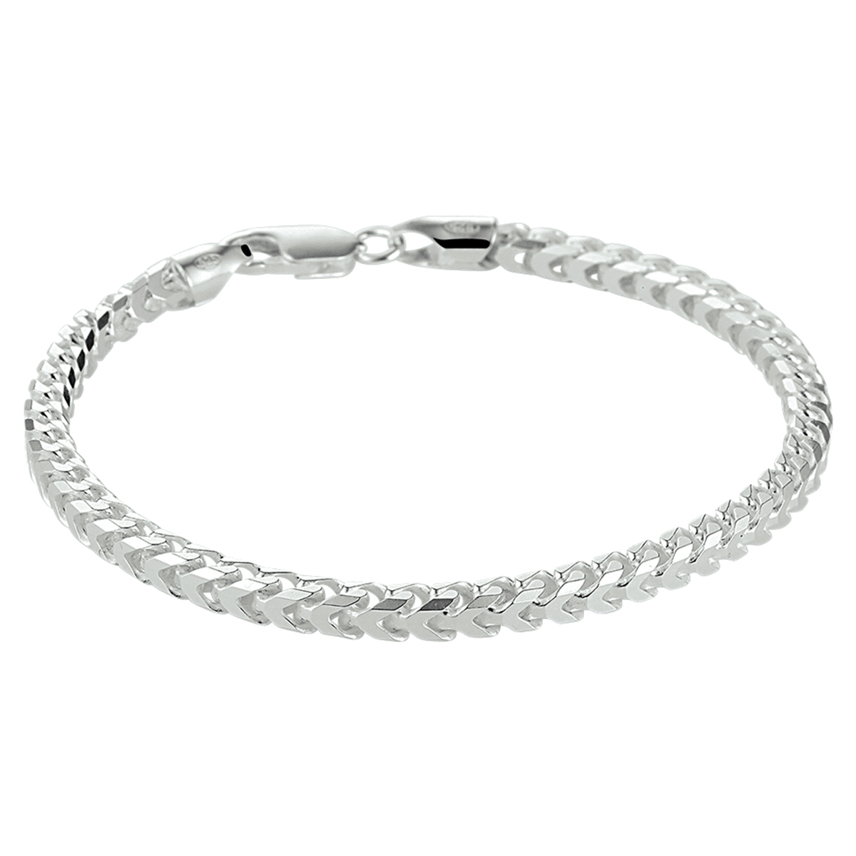 Zilveren armband met een gourmet schakel. De armband heeft een schakelbreedte van 4mm en een draaglengte van 20cm. Uitgevoerd met een karabijn sluiting.