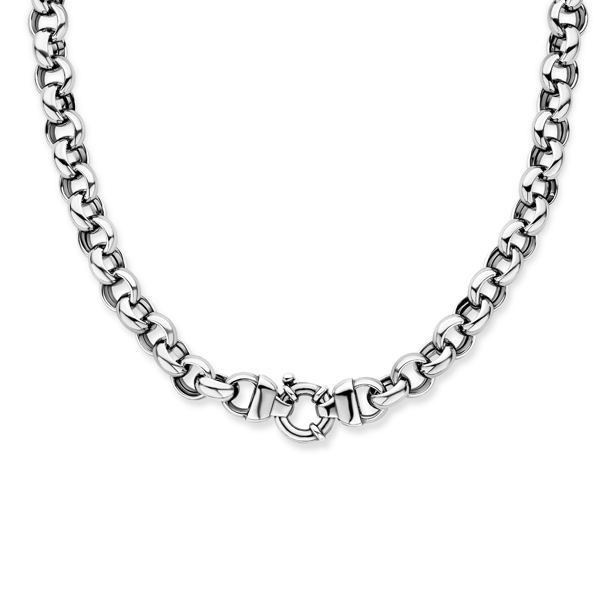 Geoxideerd zilveren collier met jasseron schakel. 
Doelgroep: dames
Breedte: 13.5 mm
Langste lengte: 50 mm