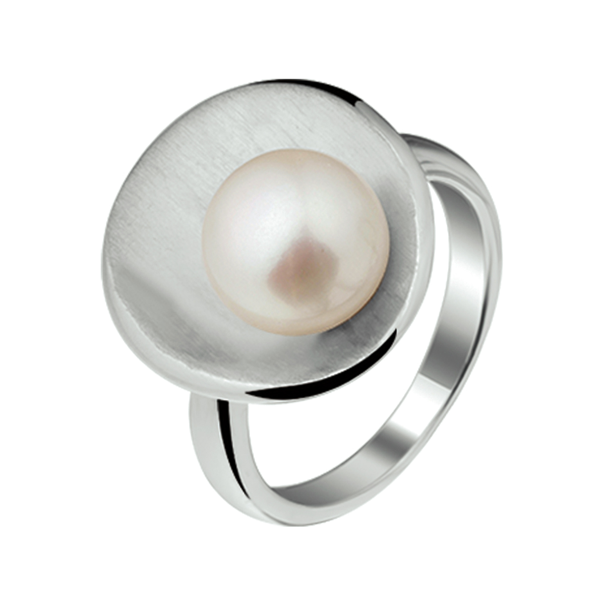 Gerhodineerd zilveren ring met zoetwaterparel.