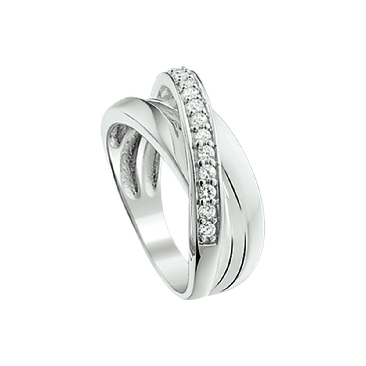 Beschrijving: Gerhodineerd zilveren ring met zirkonia. 
Uniekenummer serie: 26102
Verpakt per: 1
Doelgroep: dames
Ringmaat: 17.75 mm (56)
Breedte: 9 mm
Zetting: entourage (rijzetting)