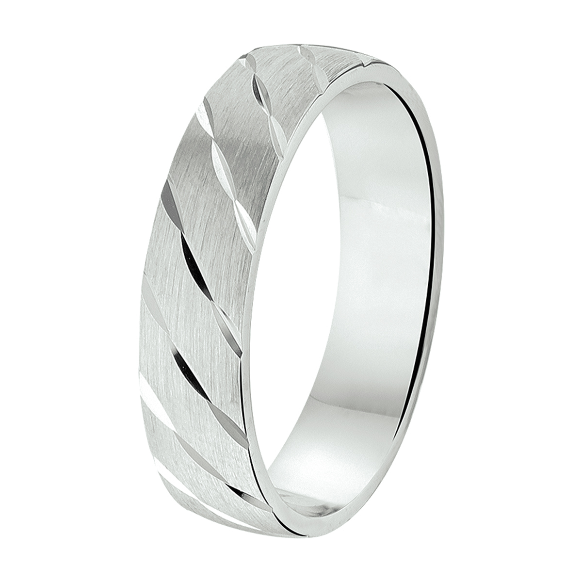 Gerhodineerd zilveren relatiering met een breedte van 5mm.