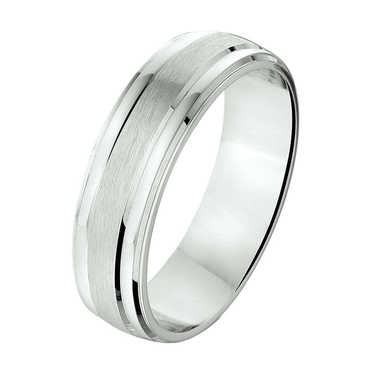 zilveren ring, mat+2 poly strepen mt20,5