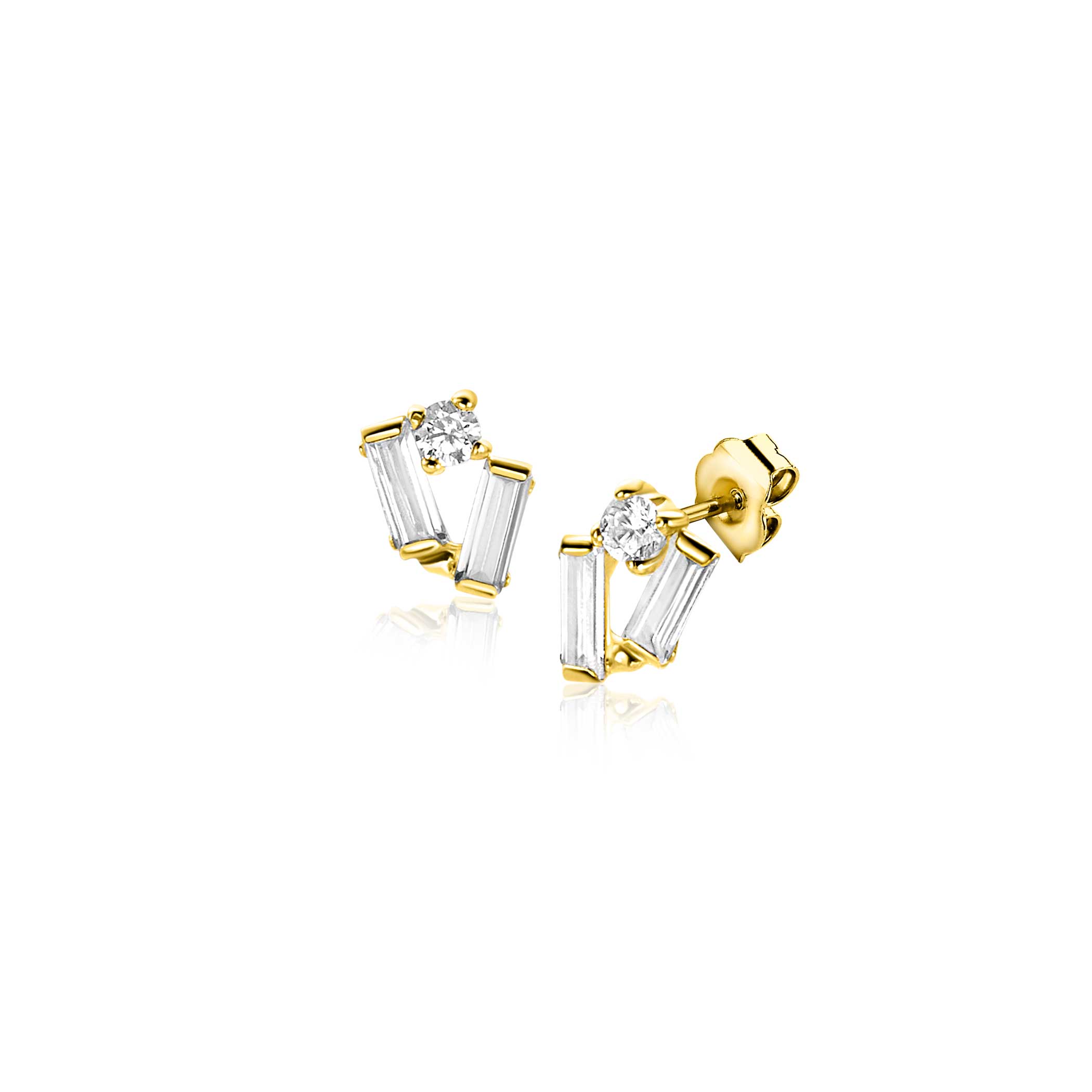 Zinzi gold 14 krt gouden oorstekers met zirkonia ZGO465