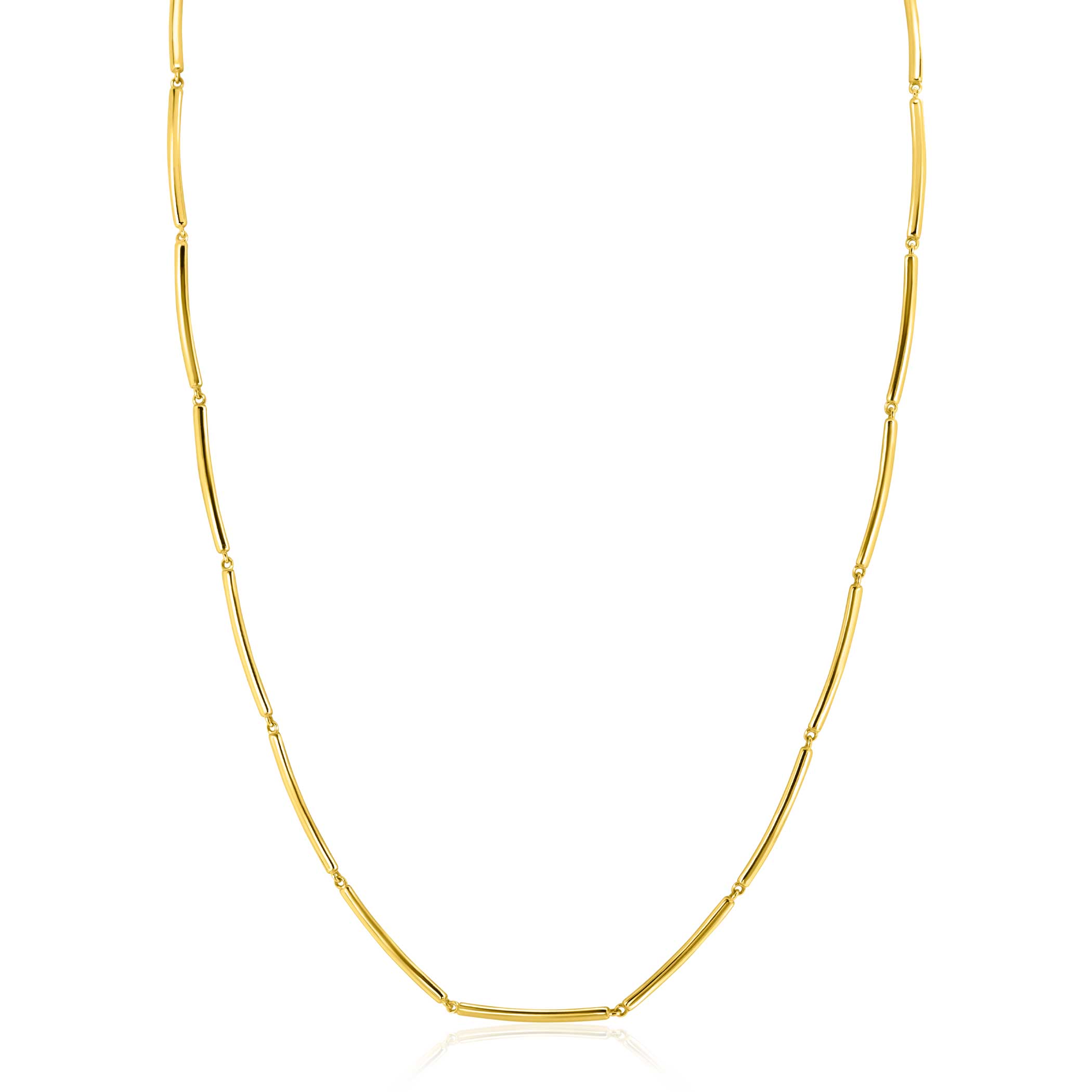 ZINZI Gold 14 krt gouden ketting met langwerpige glanzende staafjes 1,6mm breed 40-43cm ZGC461