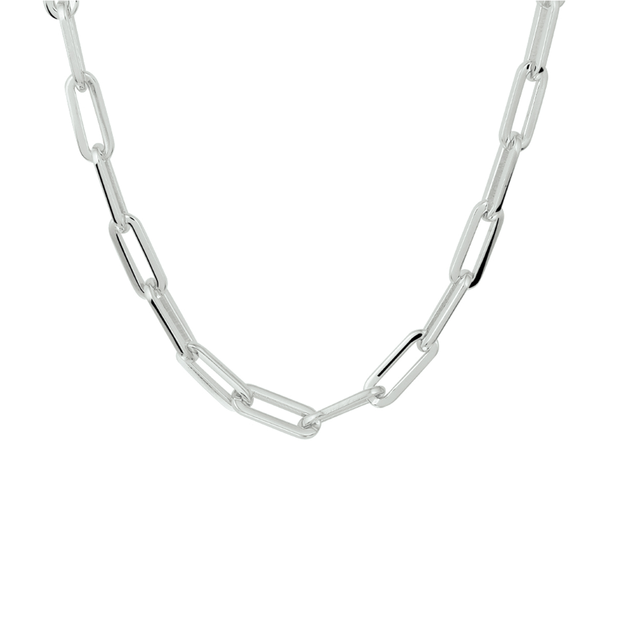 Gerhodineerd 925 zilveren paperclip collier met een schakelbreedte van 4.5mm. Het collier is uitgevoerd met een stevige karabijn sluiting.
