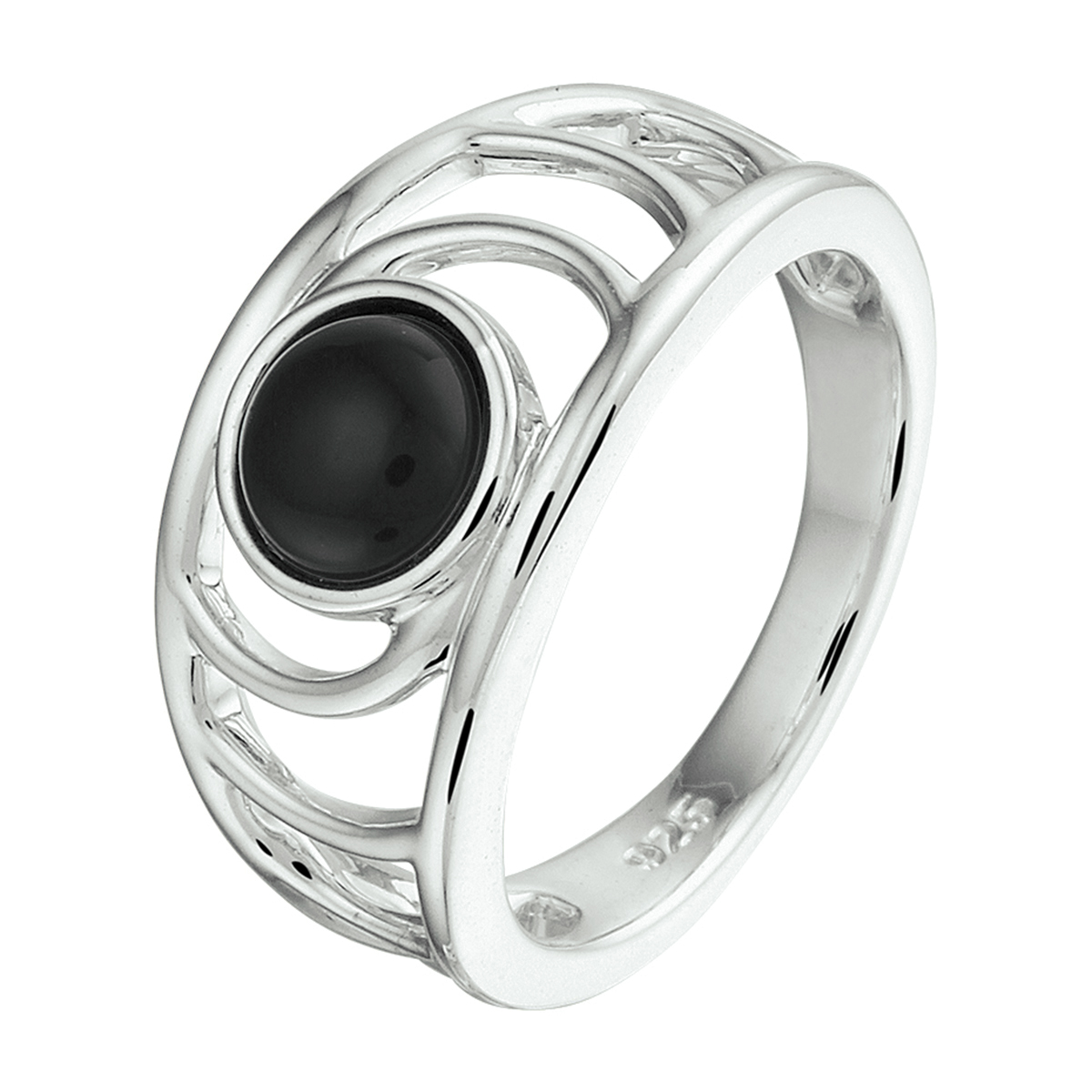 Gerhodineerd 925 zilveren ring uitgevoerd met een schitterende onyx. De ring heeft een breedte van 10.5mm.