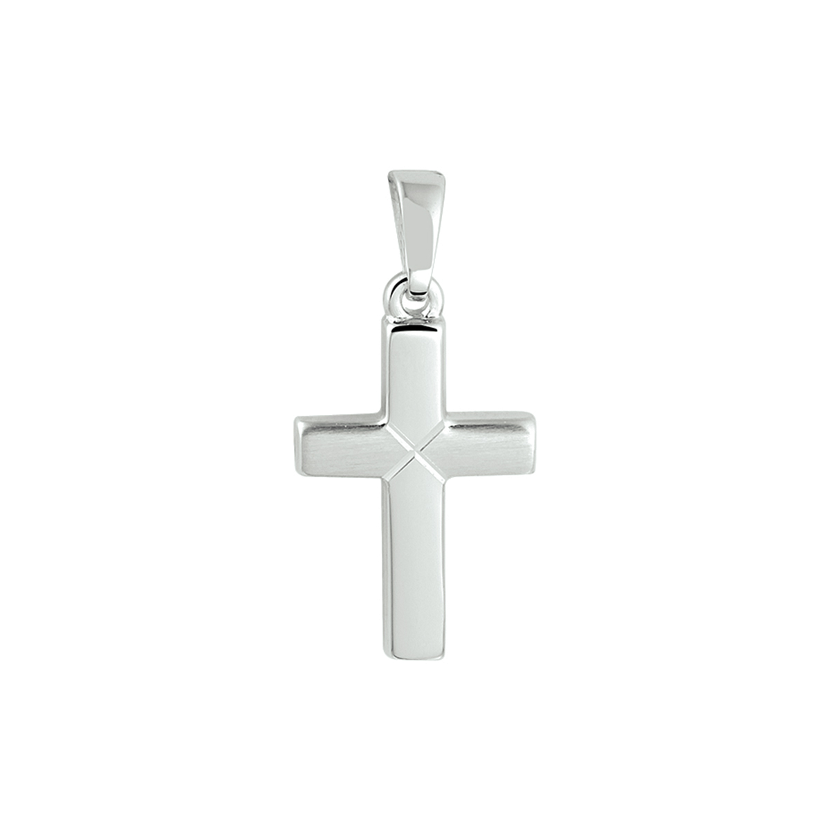 Zilveren hanger kruis met kruisje gerhodineerd 18mm