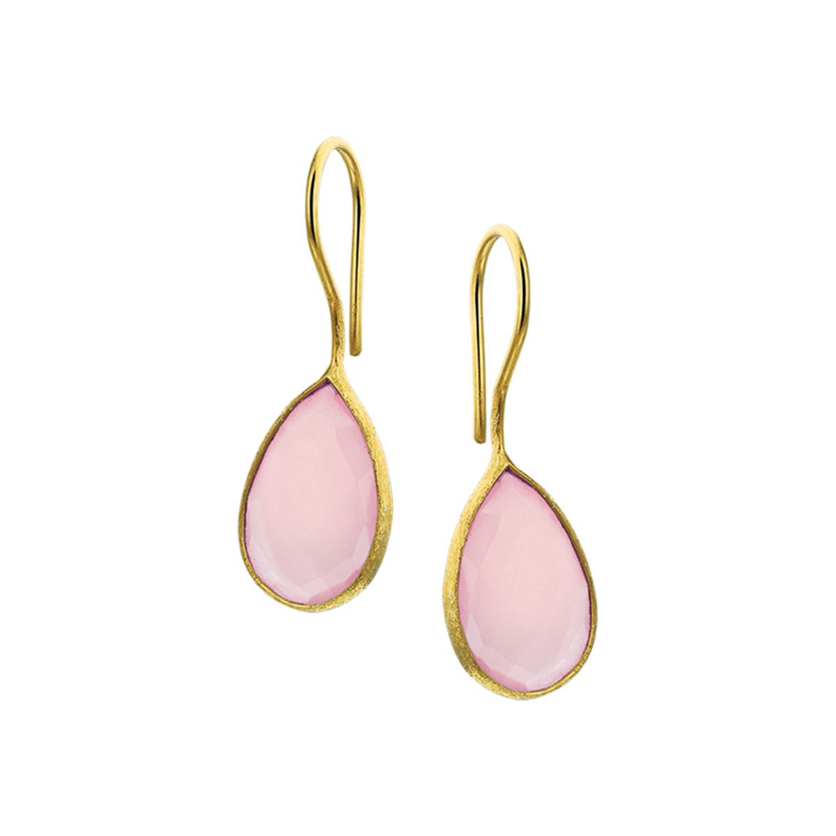 Beschrijving: Deze vrolijke oorhangers geven je look een instant summer feeling! Combineer met een zomers jurkje and you are ready to go. Details: Zilveren oorhangers met een geelgouden plating en roze chalcedoon. 
Verpakt per: 1
Doelgroep: dames
Breedte: 11.5 mm
Hoogte: 30 mm
Zetting: entourage (kastzetting)