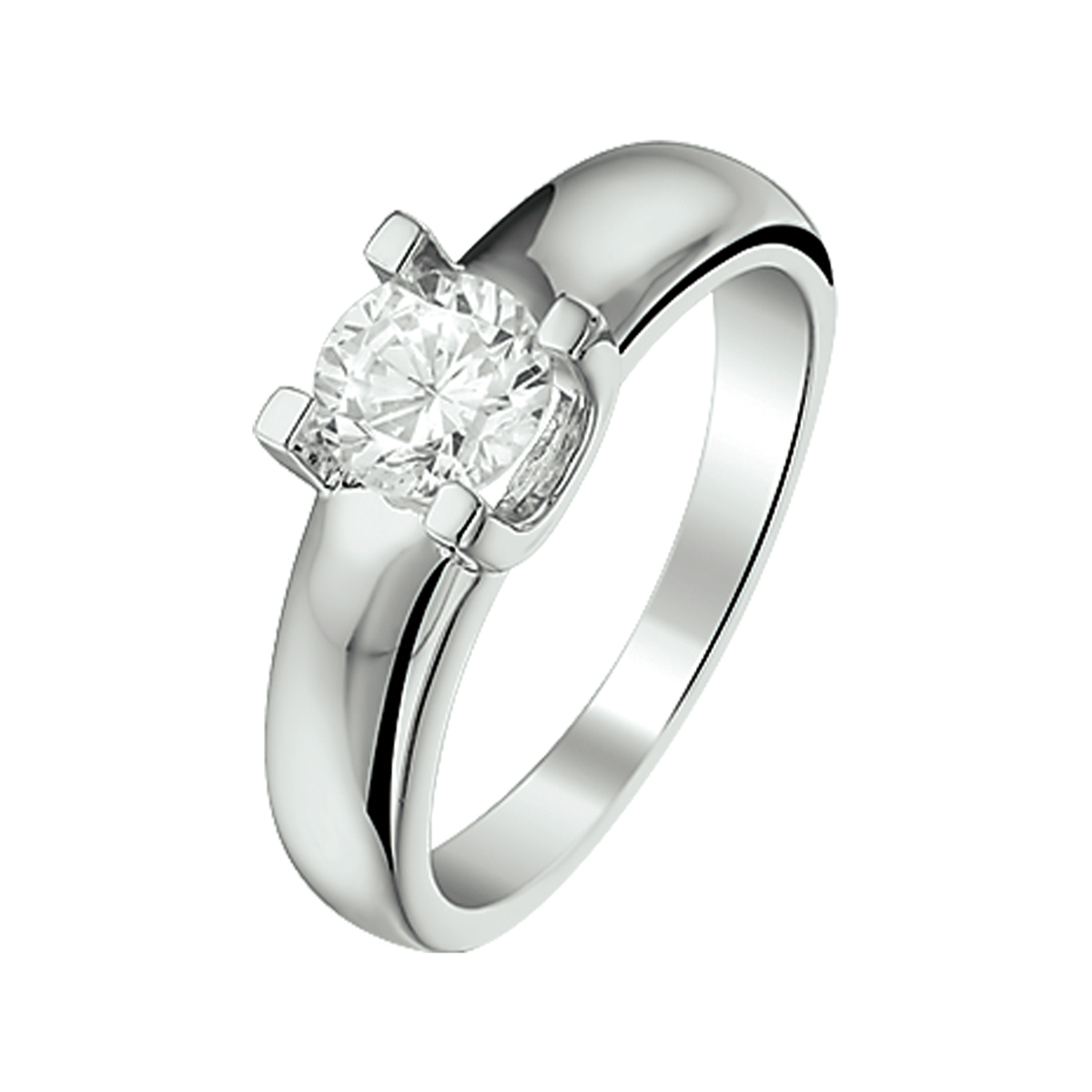 Gerhodineerd zilveren ring met zirkonia.