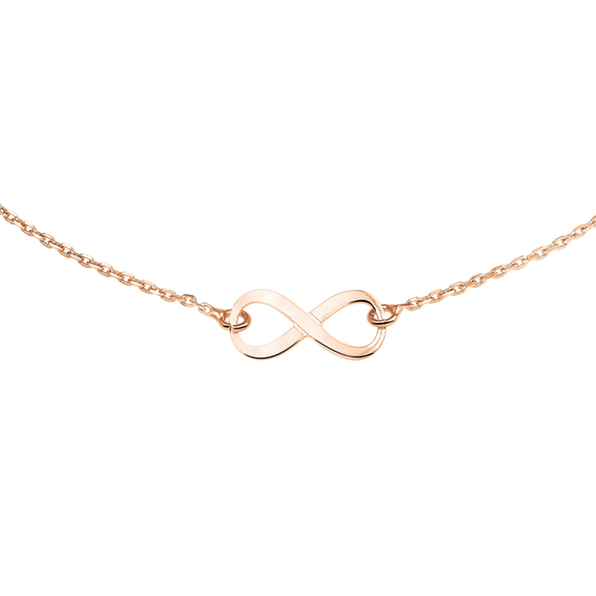 Beschrijving: Zilveren collier met een infinity teken. Het collier heeft een rosegouden plating en de lengte bedraagt 41cm met 4cm extensie. De schakelbreedte bedraagt 1.4mm. 
Verpakt per: 1
Doelgroep: dames
Breedte: 17 mm
Kortste lengte: 41 mm
Langste lengte: 45 mm
Hoogte: 7.5 mm