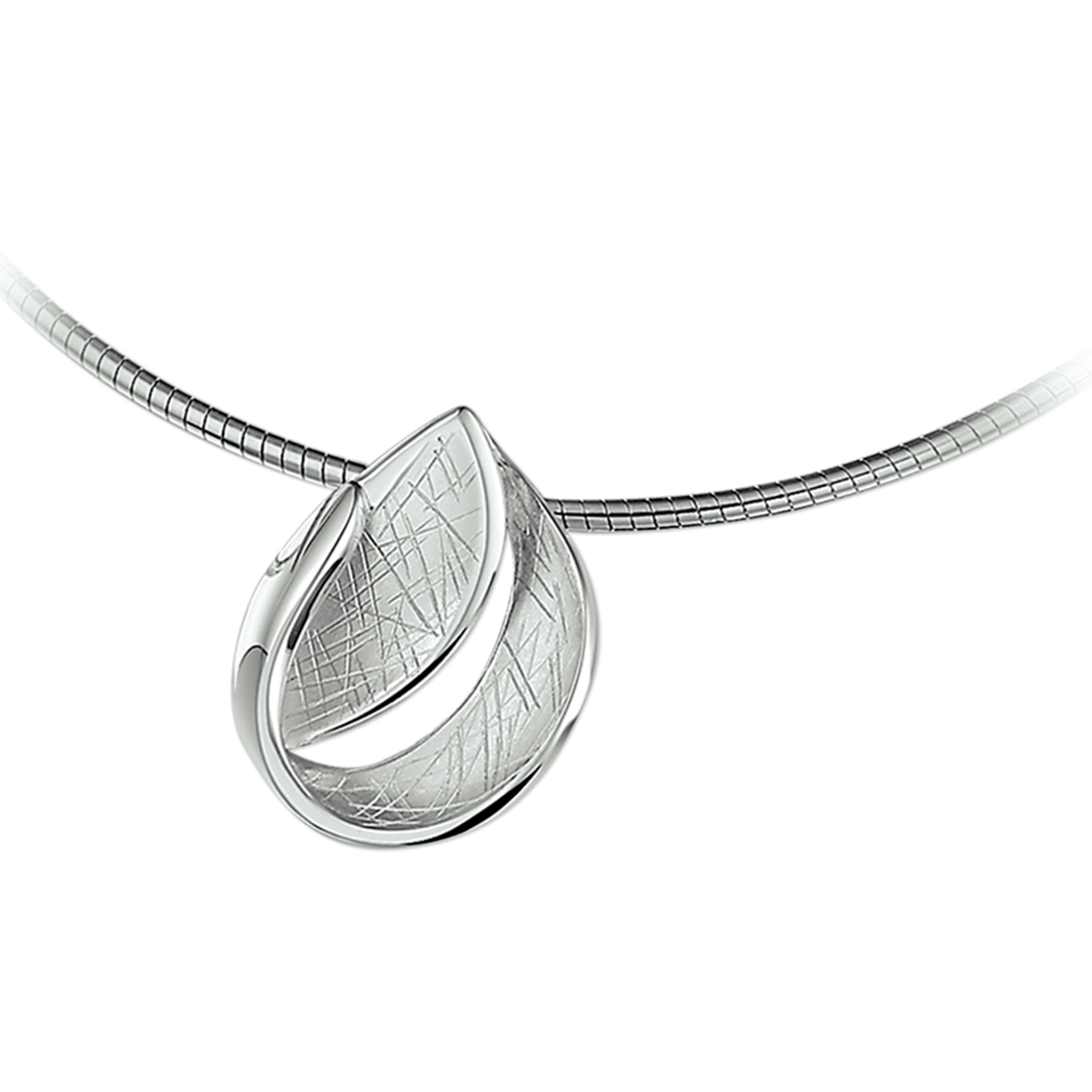 Zilveren collier - Gerhodineerd - Gescratcht - 42+3 cm
