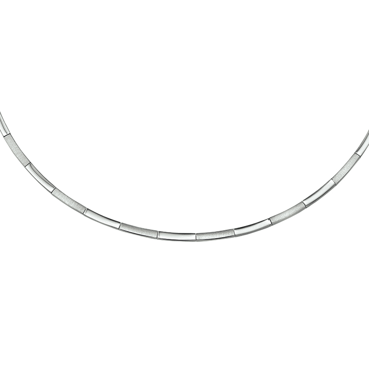 Beschrijving: Gerhodineerd zilveren collier met een poli/matte afwerking.
Verpakt per: 1
Doelgroep: dames
Breedte: 2.8 mm
Langste lengte: 43 mm