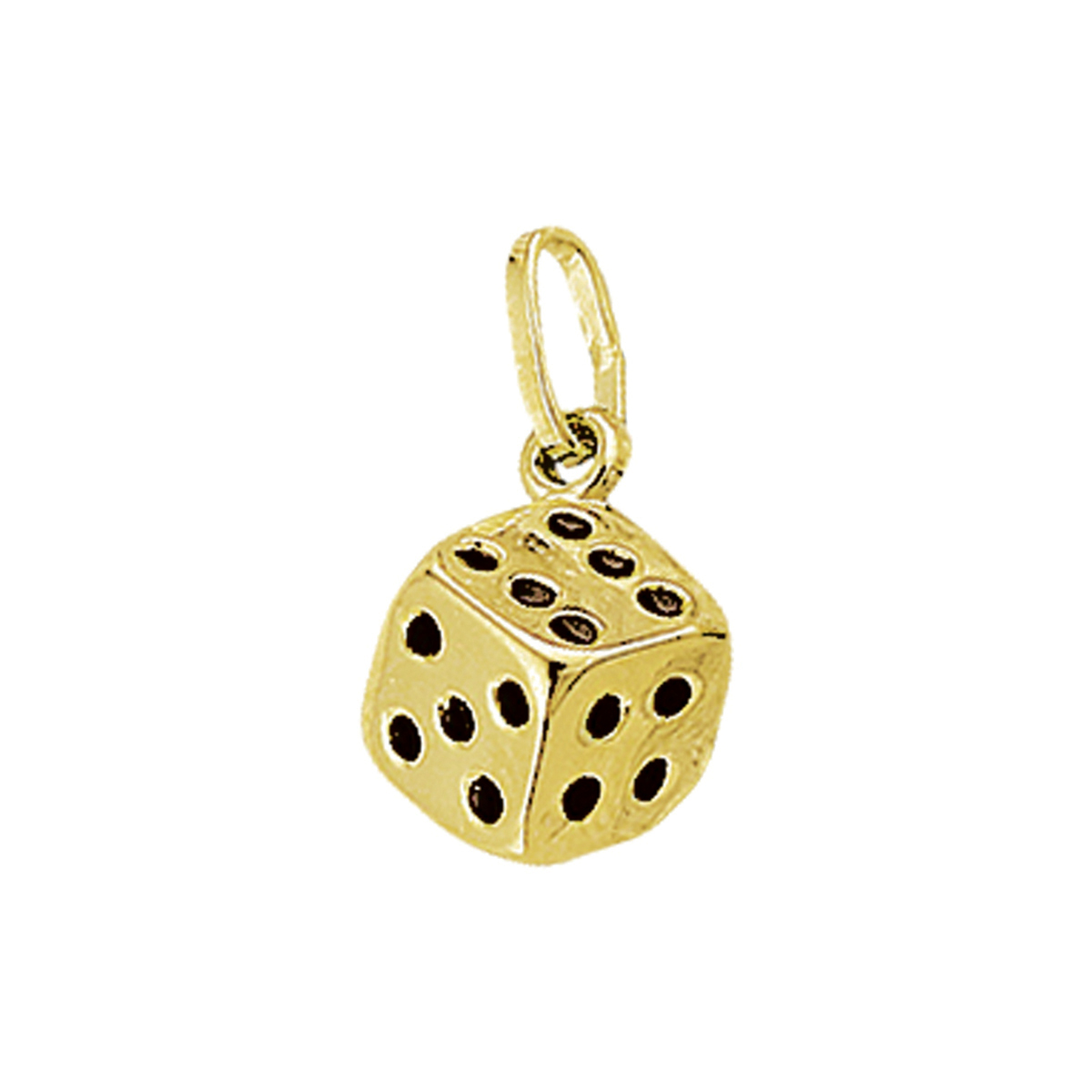 14-karaats geelgouden hanger/bedel Dobbelsteen. 
Breedte: 5.5 mm. Hoogte: 5.5 mm