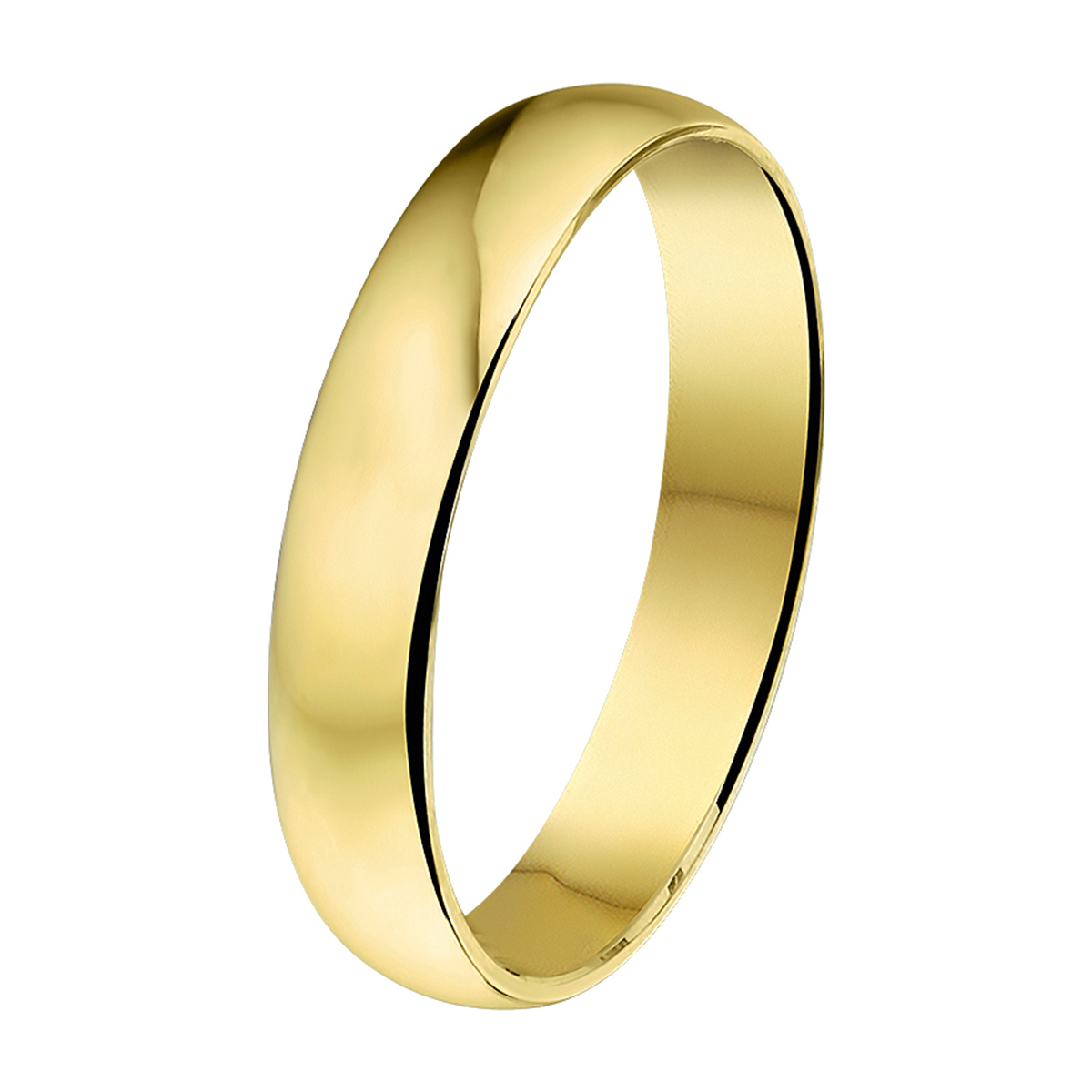Geelgouden relatiering met een breedte van 4mm en een poli afwerking.