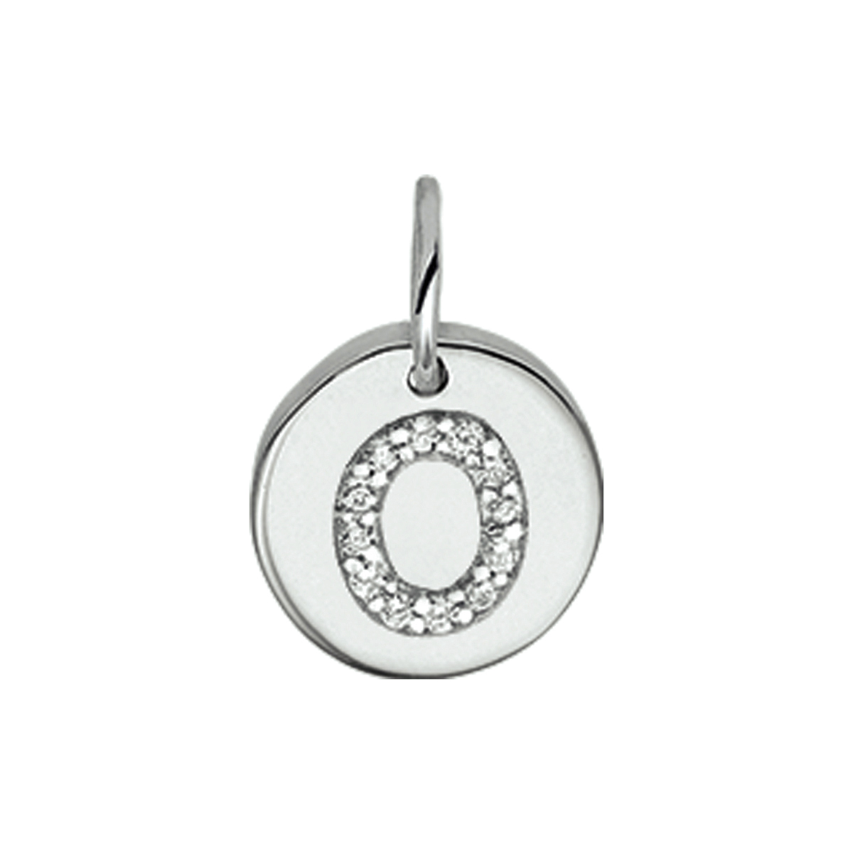 Beschrijving: Gerhodineerd zilveren bedel met de letter O en zirkonia. 
Uniekenummer serie: 35761
Verpakt per: 1
Doelgroep: unisex
Breedte: 9.5 mm
Zetting: entourage (rijzetting)