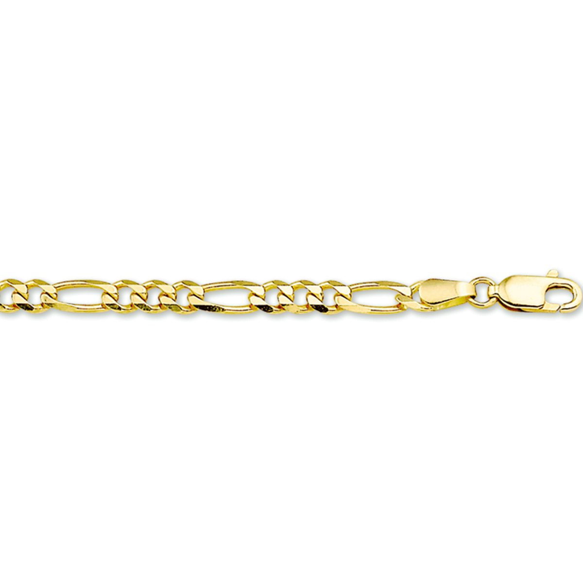 Gouden armband met massieve figaro schakel 3.1mm. breed, 19cm.