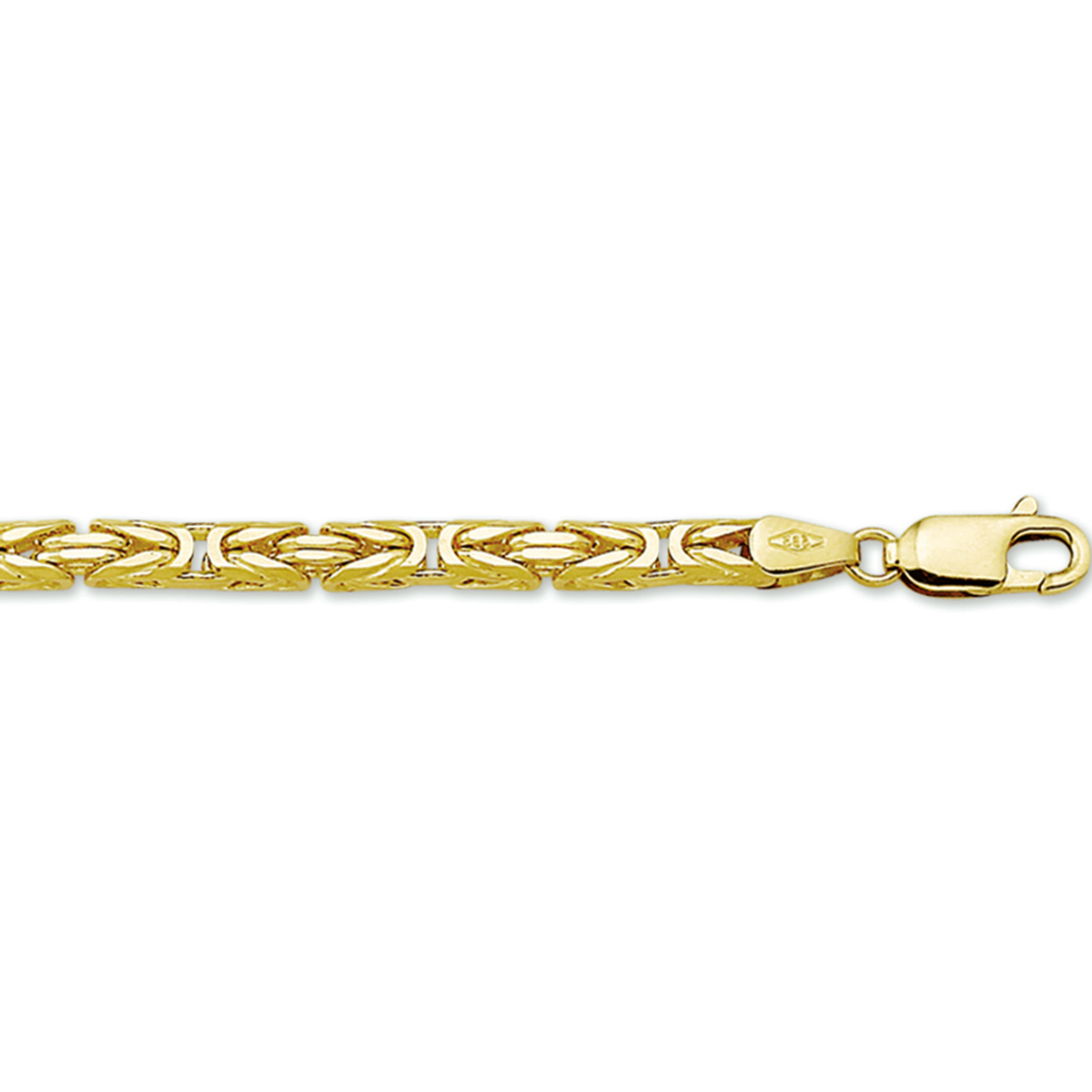 Beschrijving: Geelgouden collier met konings schakel. 
Breedte: 3.2 mm
Langste lengte: 45 cm